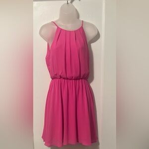 Dina Be Hot Pink Cinched Waist Dress